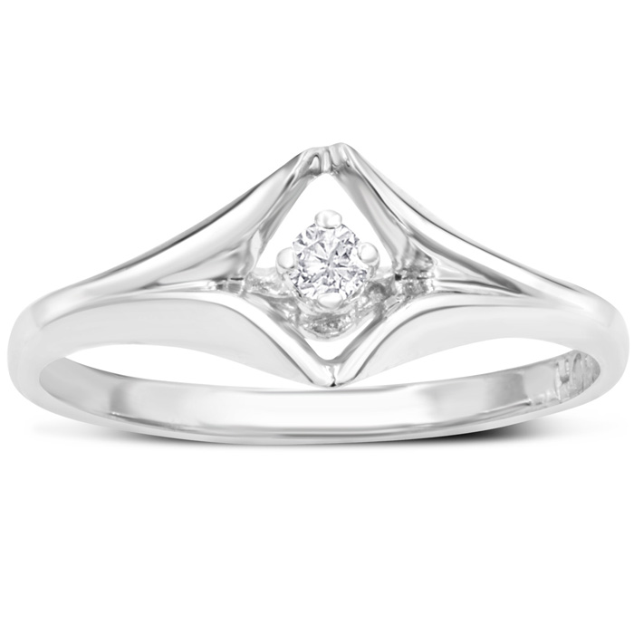 Diamond Solitaire Promise Ring in White Gold (1.60 g), , Size 4 by SuperJeweler