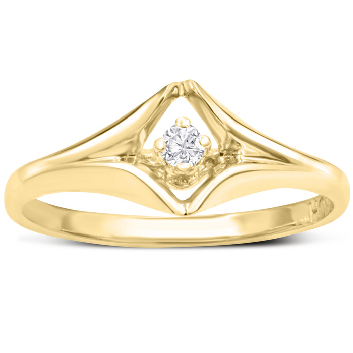 Diamond Solitaire Promise Ring in Yellow Gold (1.60 g), , Size 4 by SuperJeweler