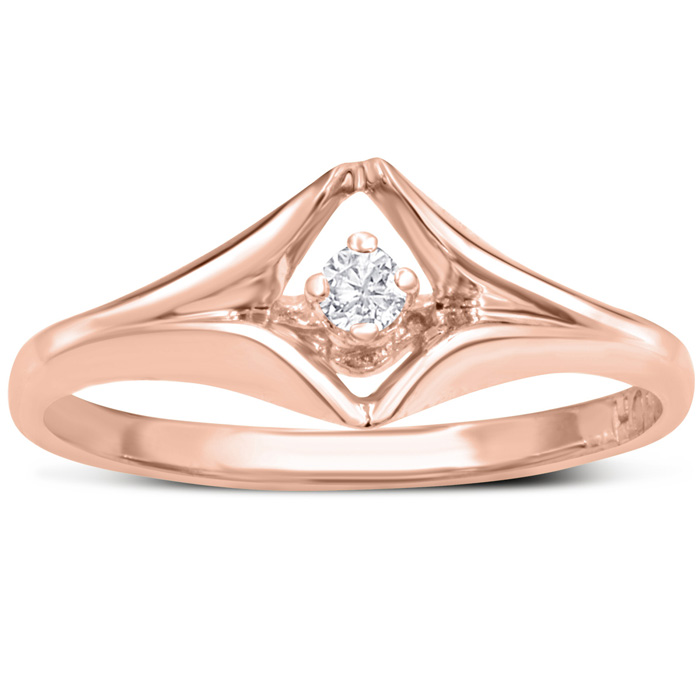 Diamond Solitaire Promise Ring in Rose Gold (1.60 g), , Size 4 by SuperJeweler