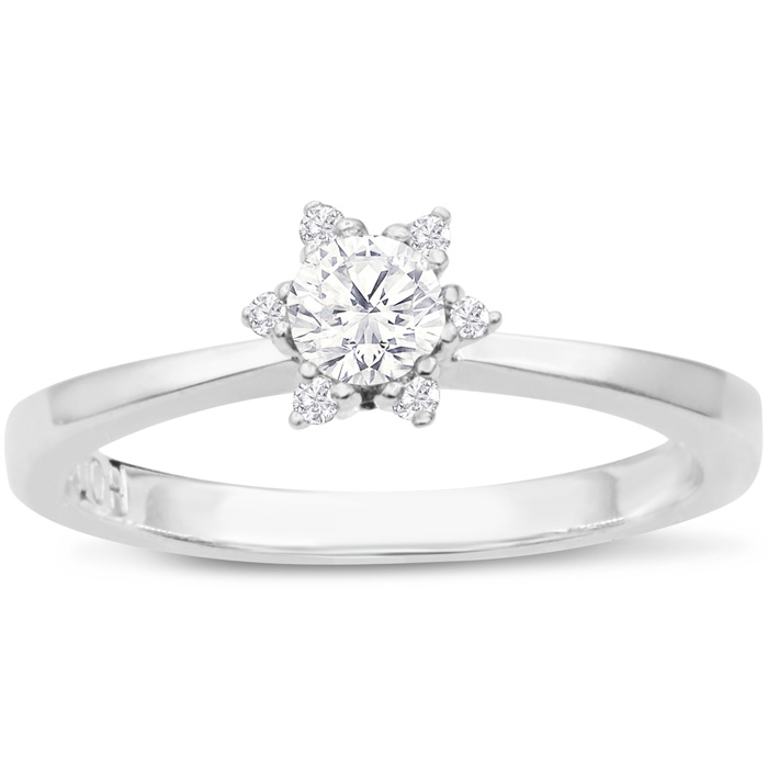 Diamond Flower Promise Ring in White Gold (2.20 g), , Size 4 by SuperJeweler