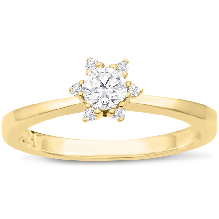 Diamond Flower Promise Ring in Yellow Gold (2.20 g), , Size 4 by SuperJeweler