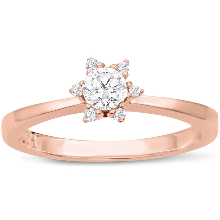 Diamond Flower Promise Ring in Rose Gold (2.20 g), , Size 4 by SuperJeweler