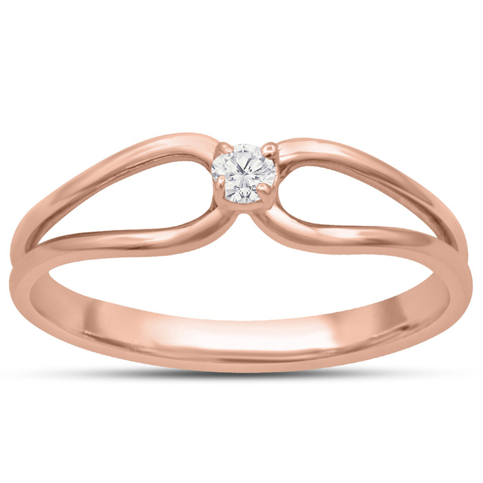 Split Shank Diamond Solitaire Promise Ring in Rose Gold (1.20 g), , Size 4 by SuperJeweler