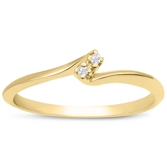 0.02 Carat Two Diamond Promise Ring in Yellow Gold (1.10 g), , Size 4 by SuperJeweler