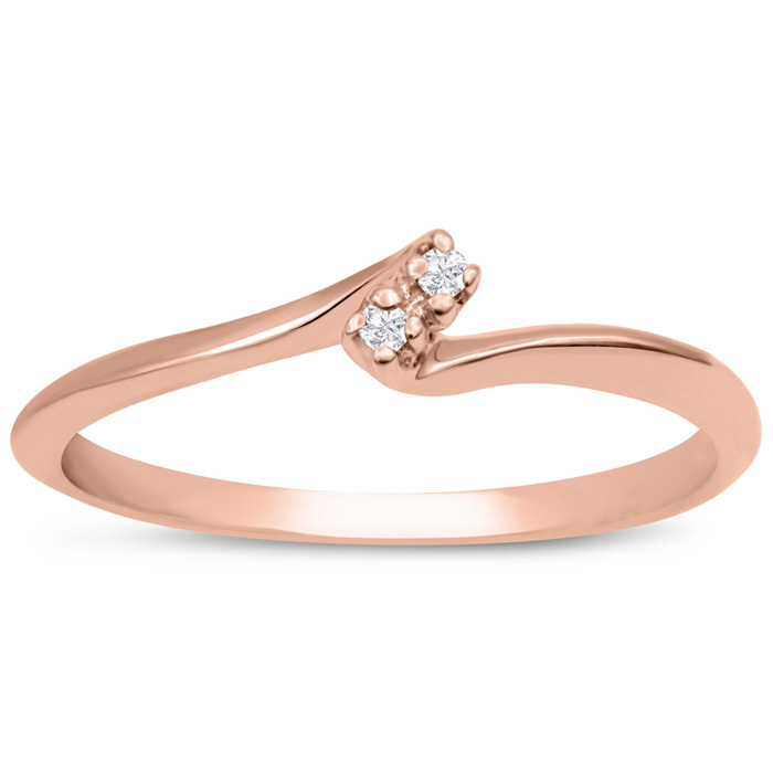 0.02 Carat Two Diamond Promise Ring in Rose Gold (1.10 g), , Size 4 by SuperJeweler