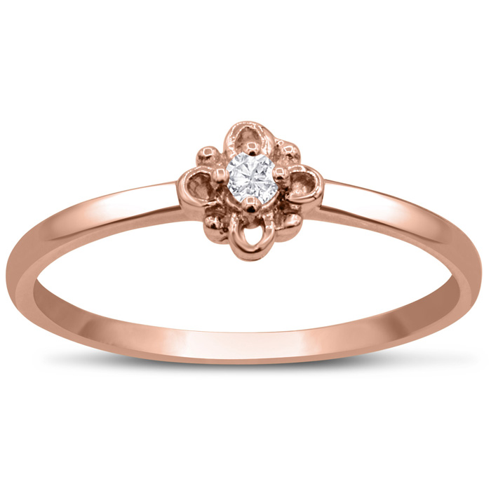 Vintage Diamond Promise Ring in Rose Gold (1.10 g), , Size 4 by SuperJeweler