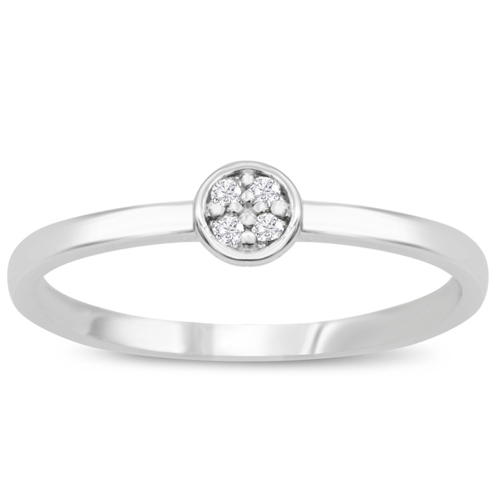 4 Diamond Promise Pave Ring in White Gold (1.40 g), , Size 4 by SuperJeweler