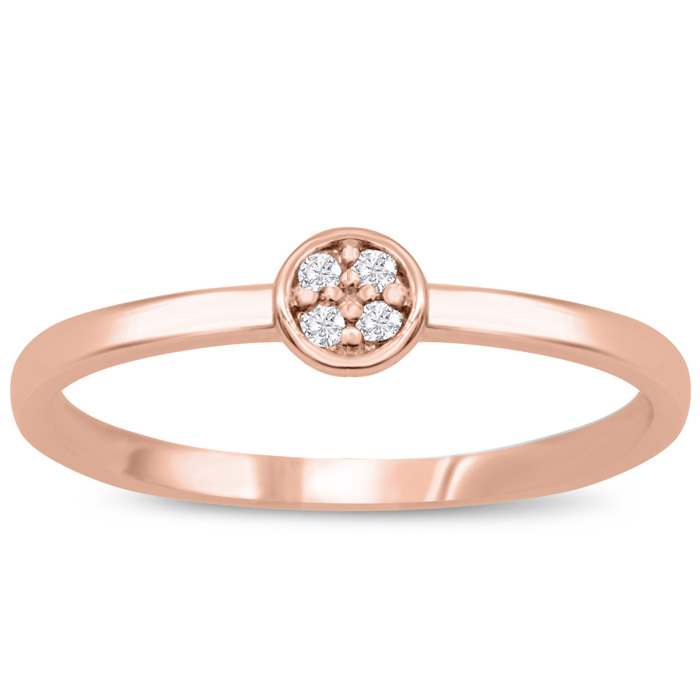 4 Diamond Promise Pave Ring in Rose Gold (1.40 g), , Size 4 by SuperJeweler