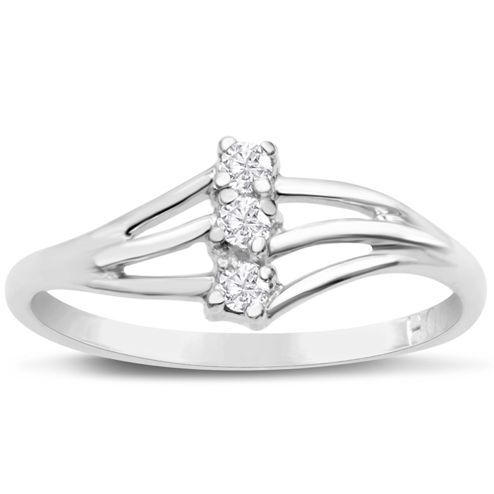 Three Diamond Spray Promise Ring in White Gold (1.30 g),  by SuperJeweler