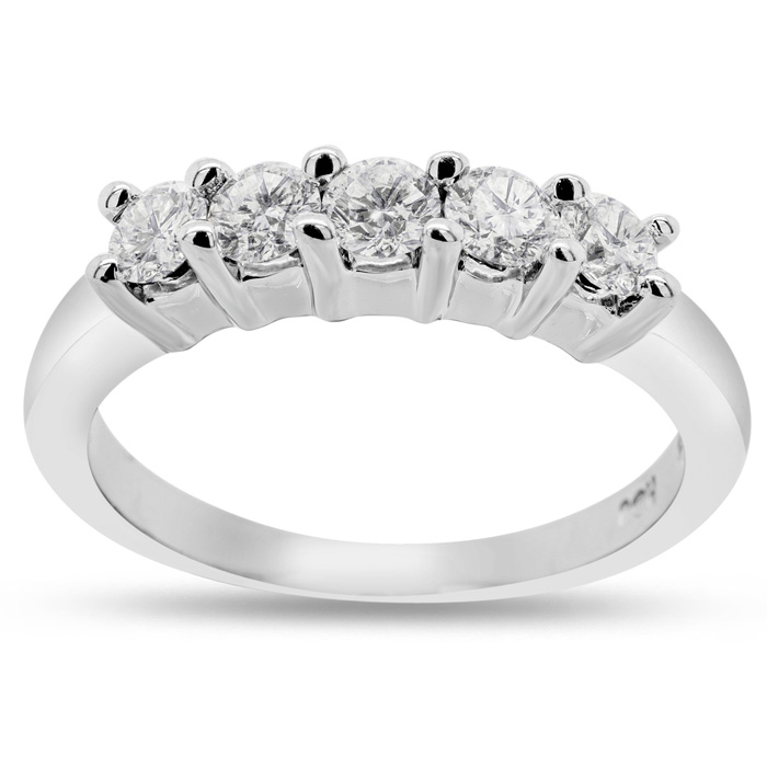 1/2 Carat Diamond Wedding Band in 14K White Gold (2.3 g) (, SI1), Size 5.5 by SuperJeweler