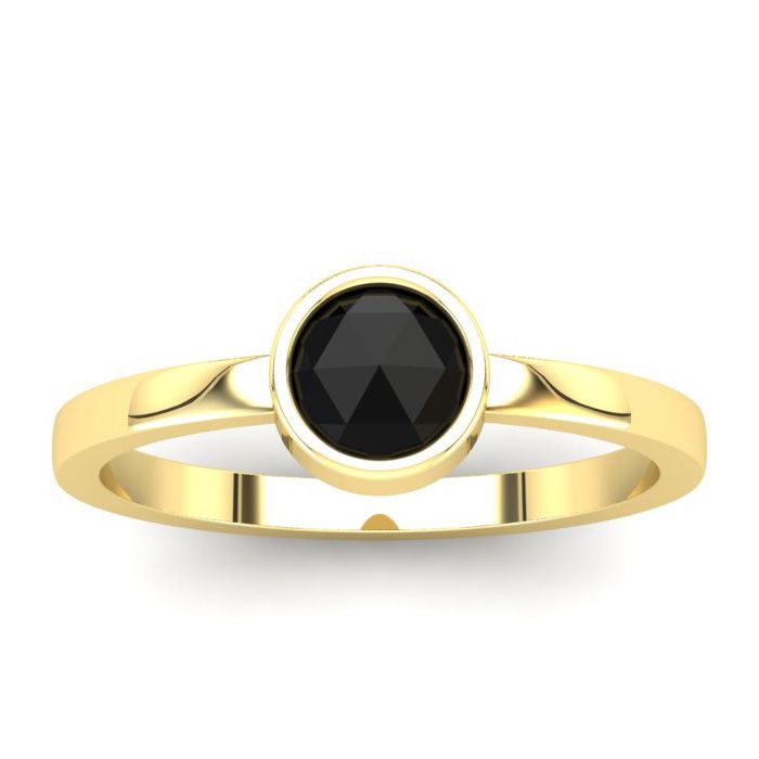 1/2 Carat Rose Cut Black Diamond Solitaire Engagement Ring in 14K Yellow Gold (2.45 g), Size 4 by SuperJeweler