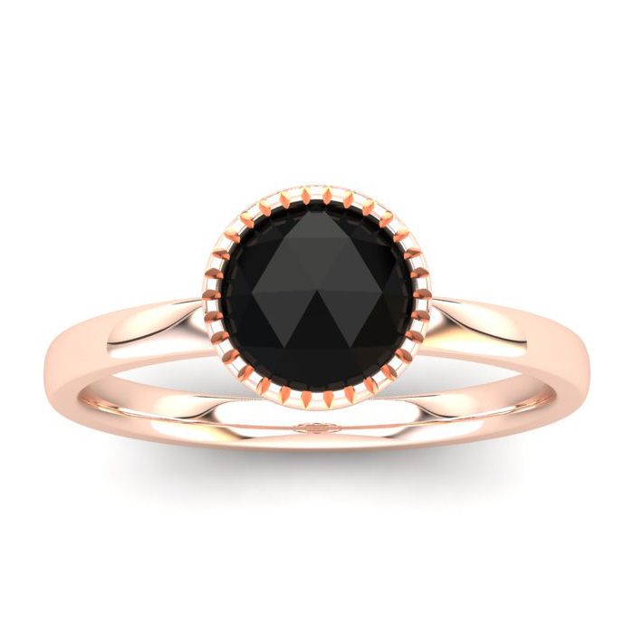 1/2 Carat Rose Cut Black Diamond Solitaire Engagement Ring in 14K Rose Gold (2.43 g), Size 4 by SuperJeweler