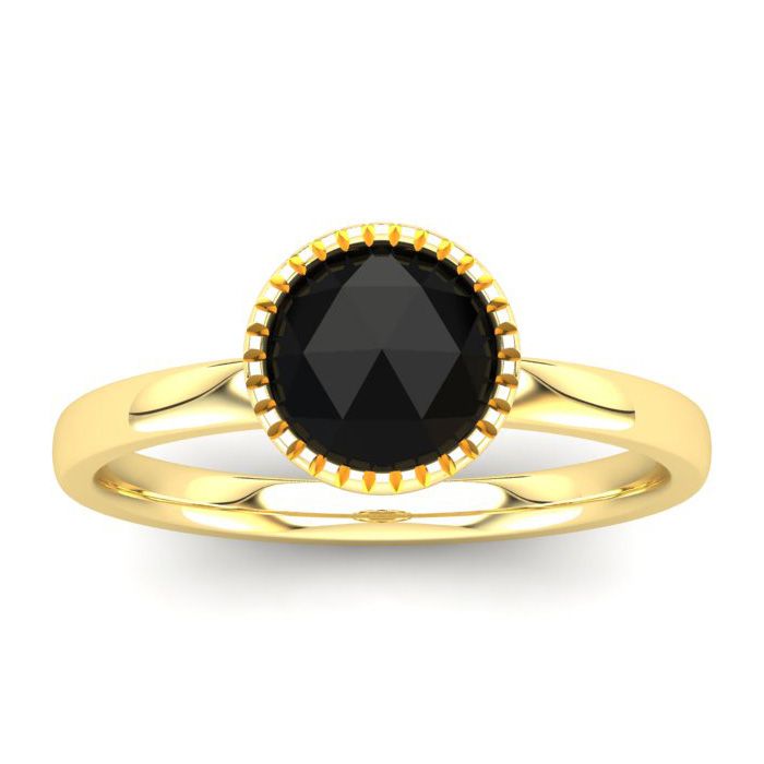 1 Carat Rose Cut Black Diamond Solitaire Engagement Ring in 14K Yellow Gold (2.70 g), Size 4 by SuperJeweler