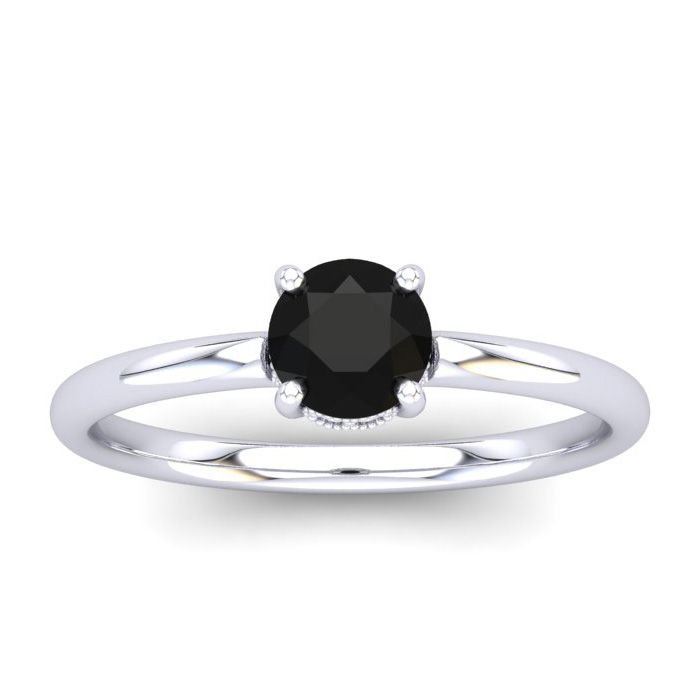 1/2 Carat Rose Cut Black & White 9 Diamond Ring in 14K White Gold (3 g), Size 4 by SuperJeweler