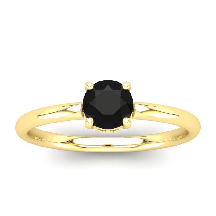 1/2 Carat Rose Cut Black & White 9 Diamond Ring in 14K Yellow Gold (3 g), Size 4 by SuperJeweler