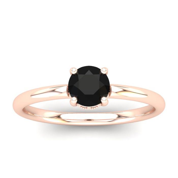 1/2 Carat Rose Cut Black & White 9 Diamond Ring in 14K Rose Gold (3 g), Size 4 by SuperJeweler