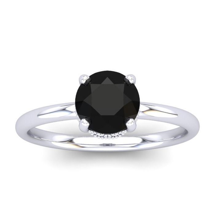 1 Carat Rose Cut Black & White 9 Diamond Ring in 14K White Gold (3.21 g), Size 4 by SuperJeweler