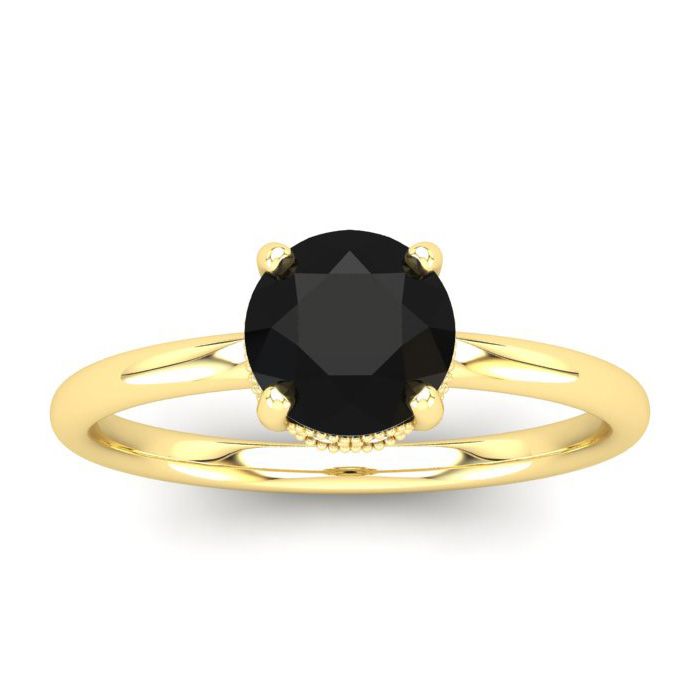 1 Carat Rose Cut Black & White 9 Diamond Ring in 14K Yellow Gold (3.21 g), Size 4 by SuperJeweler