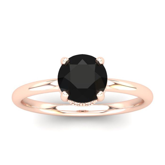 1 Carat Rose Cut Black & White 9 Diamond Ring in 14K Rose Gold (3.21 g), Size 4 by SuperJeweler