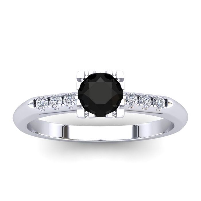 1/2 Carat Rose Cut Black & White 7 Diamond Ring in 14K White Gold (2.80 g), Size 4 by SuperJeweler