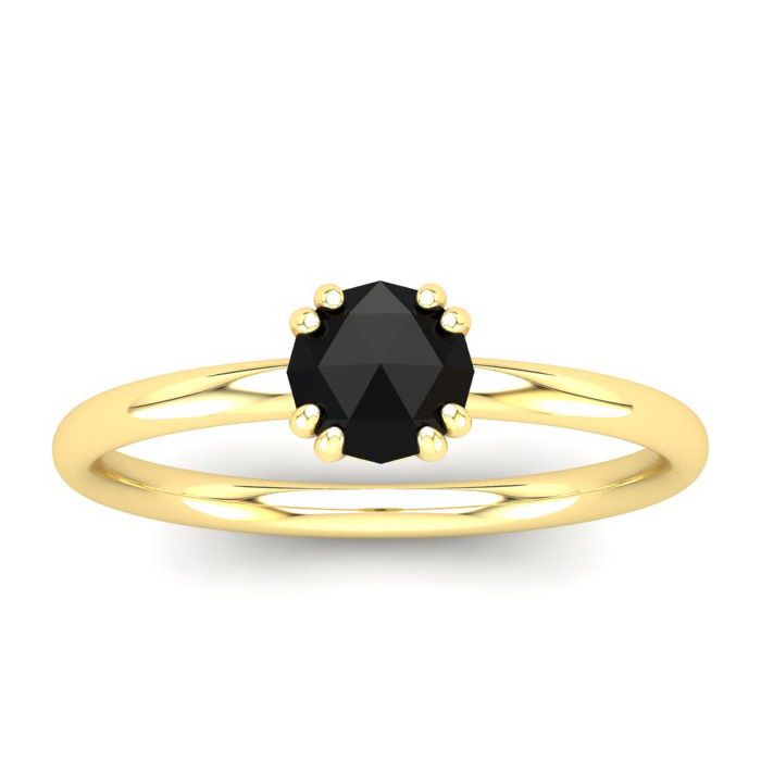 1/2 Carat Rose Cut Black Diamond Solitaire Engagement Ring in 14K Yellow Gold (2.21 g), Size 4 by SuperJeweler