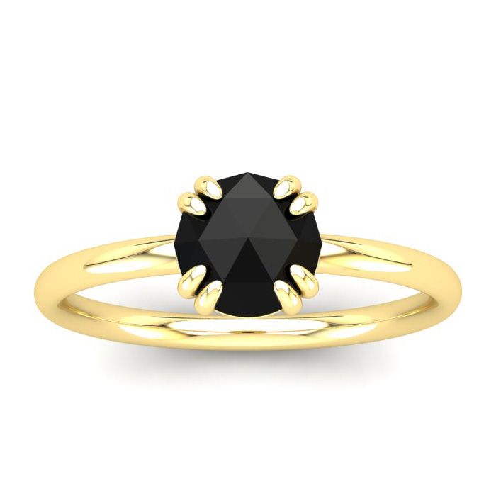 1 Carat Rose Cut Black Diamond Solitaire Engagement Ring in 14K Yellow Gold (2.38 g), Size 4 by SuperJeweler