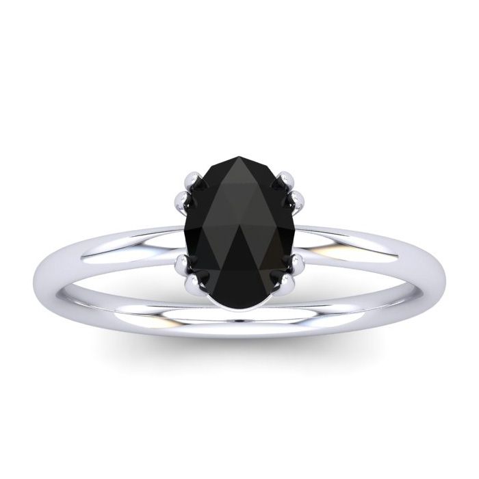 Oval cut black diamond engagement deals ring