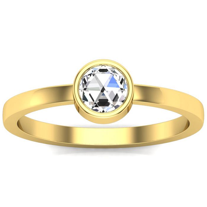 1/3 Carat Rose Cut Diamond Solitaire Ring in 14K Yellow Gold (2.35 g), Size 4 by SuperJeweler