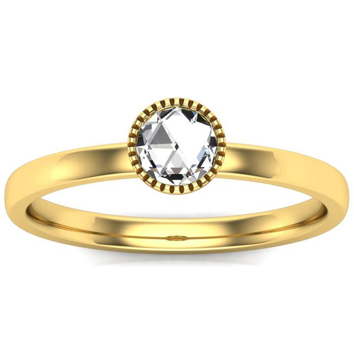 1/3 Carat Rose Cut Diamond Solitaire Ring in 14K Yellow Gold (2.40 g), Size 4 by SuperJeweler