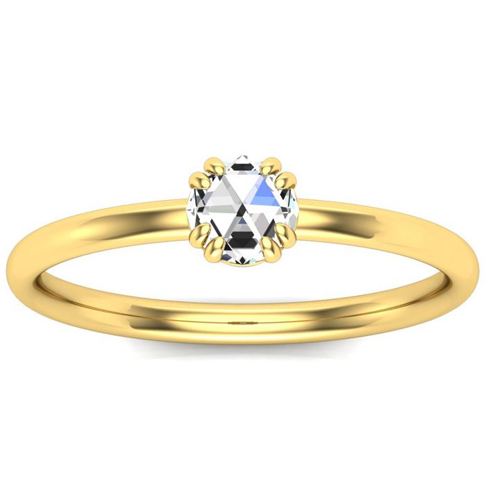 1/3 Carat Rose Cut Diamond Solitaire Ring in 14K Yellow Gold (2.20 g), Size 4 by SuperJeweler