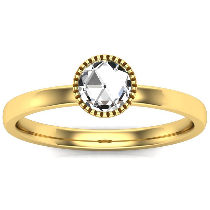 1/2 Carat Rose Cut Diamond Solitaire Ring in 14K Yellow Gold (2.50 g), Size 4 by SuperJeweler