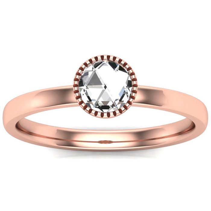 1/2 Carat Rose Cut Diamond Solitaire Ring in 14K Rose Gold (2.50 g), Size 4 by SuperJeweler