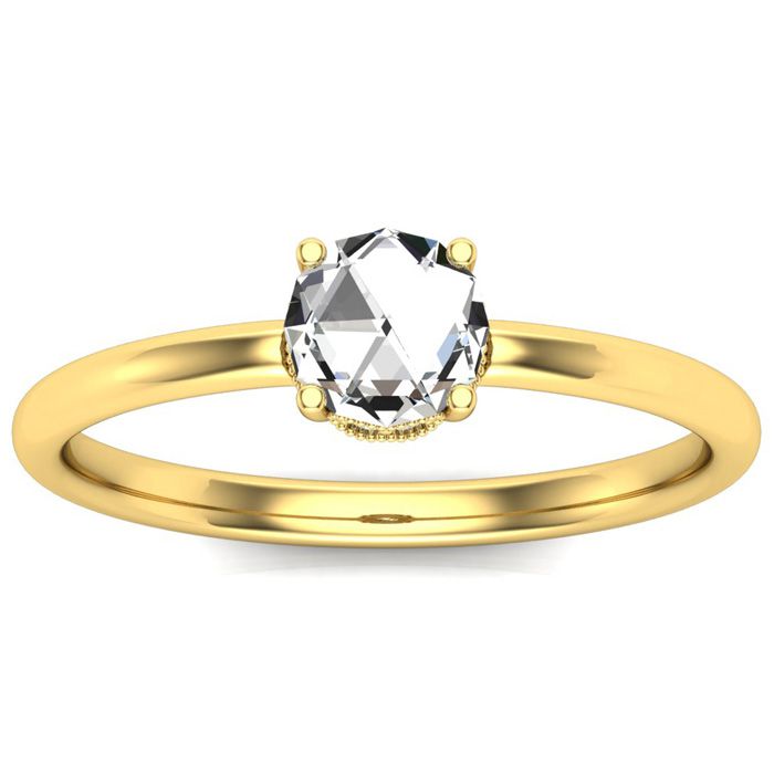 1/2 Carat Rose Cut 9 Diamond Ring in 14K Yellow Gold (5.10 g), Size 4 by SuperJeweler