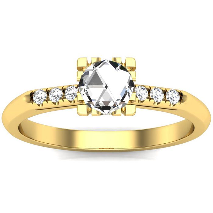 0.60 Carat Rose Cut 7 Diamond Ring in 14K Yellow Gold (2.88 g), Size 4 by SuperJeweler