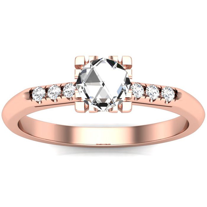 0.60 Carat Rose Cut 7 Diamond Ring in 14K Rose Gold (2.88 g), Size 4 by SuperJeweler