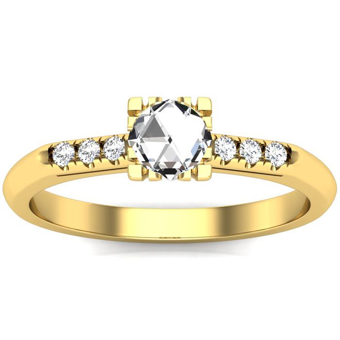 1/2 Carat Rose Cut 7 Diamond Ring in 14K Yellow Gold (3.85 g), Size 4 by SuperJeweler