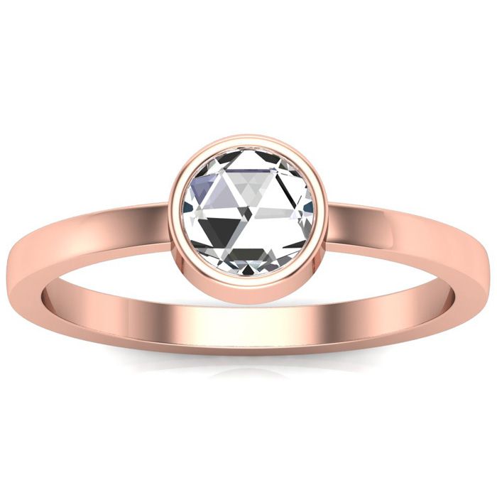 1/2 Carat Rose Cut Diamond Solitaire Ring in 14K Rose Gold (2.50 g), Size 4 by SuperJeweler