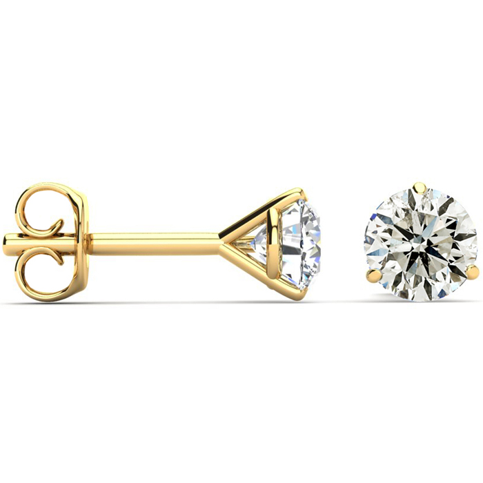 1 Carat Diamond Stud Earrings in Martini Setting, 14K Yellow Gold (1 Gram) (, I2 Clarity Enhanced) by SuperJeweler