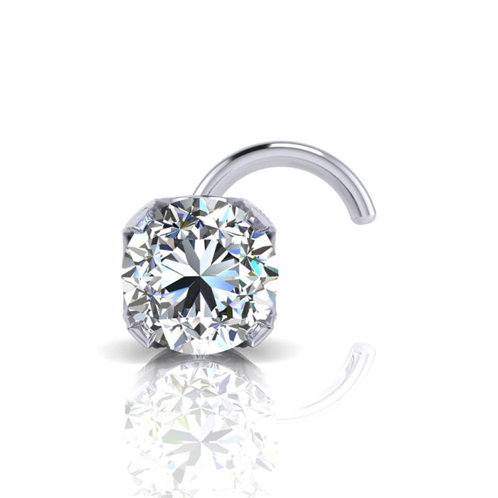 0.03 Carat 2mm Diamond Nose Ring in 14K White Gold,  by SuperJeweler