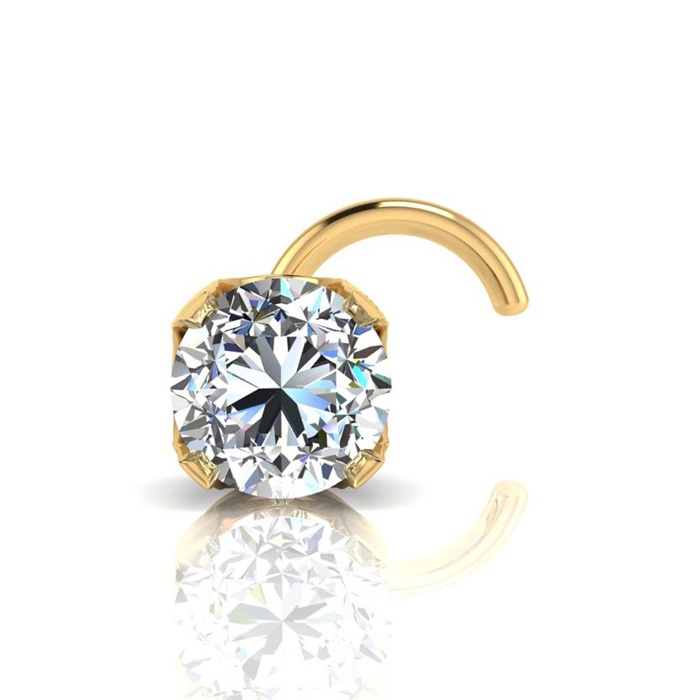 0.03 Carat 2mm Diamond Nose Ring in 14K Yellow Gold,  by SuperJeweler