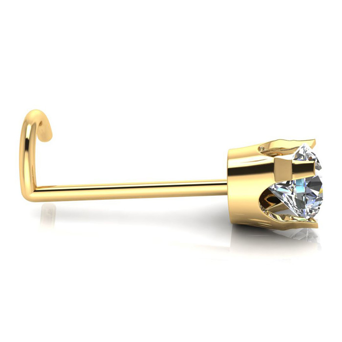 0.03ct 2mm Diamond Nose Ring In 14K Yellow Gold | SuperJeweler