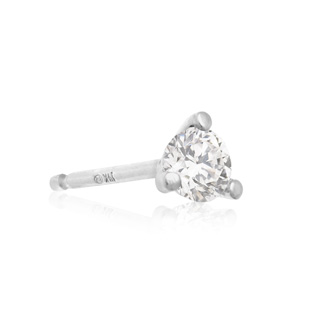 1/4 Carat Round Shape Single Diamond Stud Earring in 14K White Gold, Martini Setting (, ) by SuperJeweler