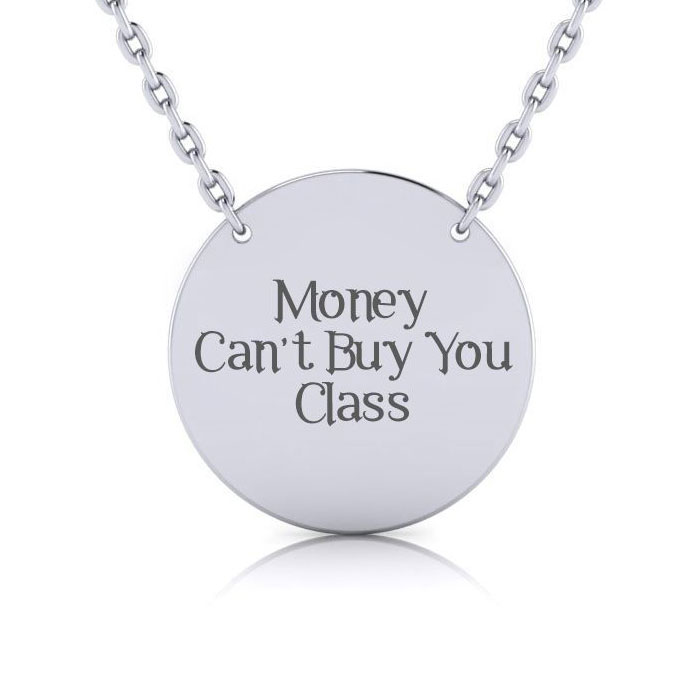 Sterling Silver Disc Necklace w/ Countess Luann Signature Statement Engraved, 18 Inches, The Countess Collection by Luann De Lesseps for SuperJeweler