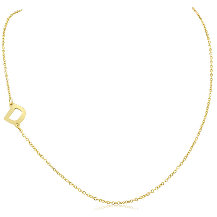 Dainty D  ColorInitial Sideways Necklace in Gold Overlay, 16 Inches by SuperJeweler