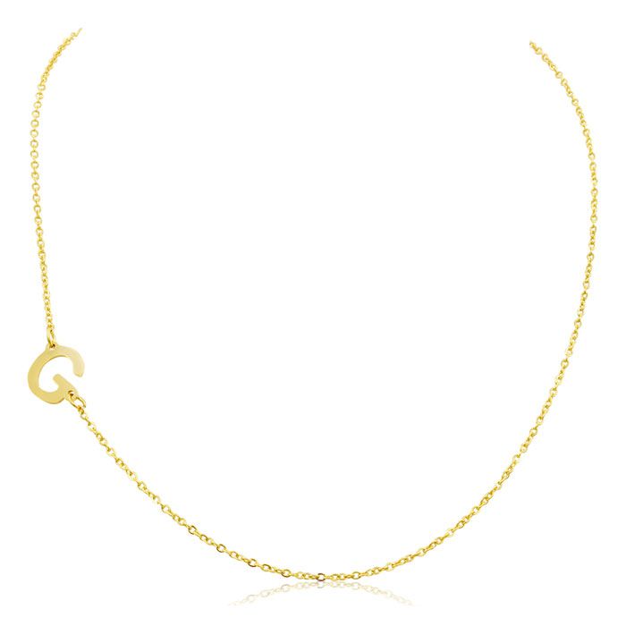 Dainty G  ColorInitial Sideways Necklace in Gold Overlay, 16 Inches by SuperJeweler