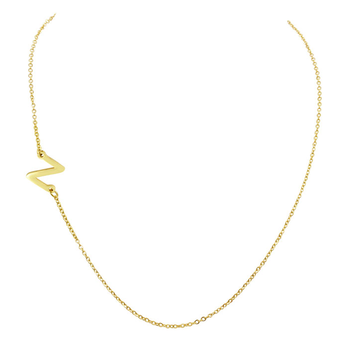 Dainty Z Initial Sideways Necklace in Gold Overlay, 16 Inches by SuperJeweler