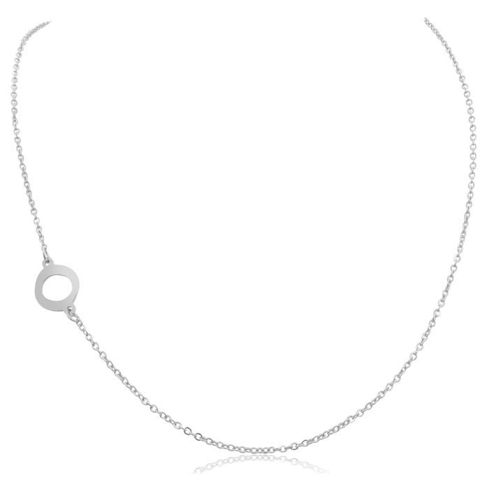 Dainty O Initial Sideways Necklace in Silver Overlay, 16 Inches by SuperJeweler