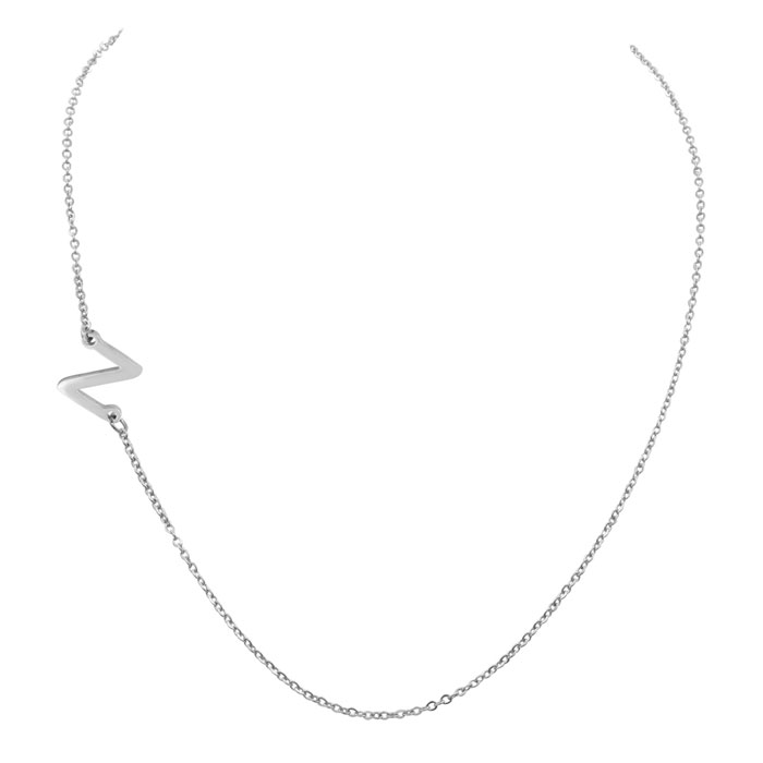 Dainty Z Initial Sideways Necklace in Silver Overlay, 16 Inches by SuperJeweler