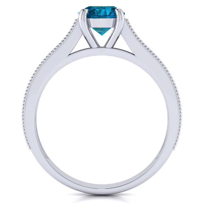 1 1/2 Carat Diamond Engagement Ring With 1 Carat Blue Diamond Center In 14K White  Gold