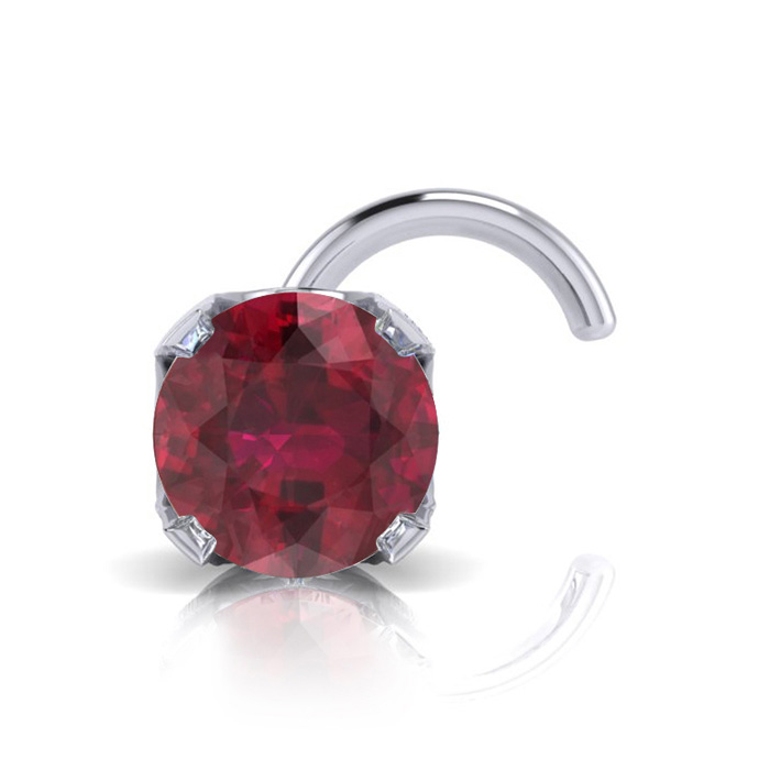 0.015 Carat 1.5mm Ruby Nose Ring in 14K White Gold by SuperJeweler